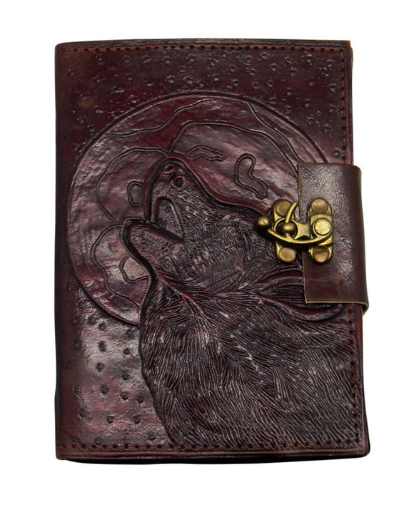 Wolf/Moon Leather Embossed Journal