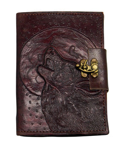 Wolf/Moon Leather Embossed Journal