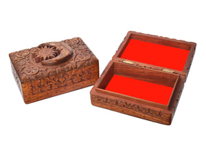 MOON AND SUN CARVED WOODEN BOX
