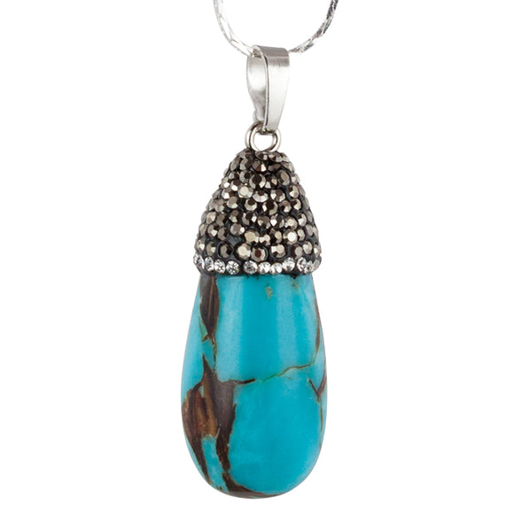 Turquoise Drop w/ Faceted Cap Necklace